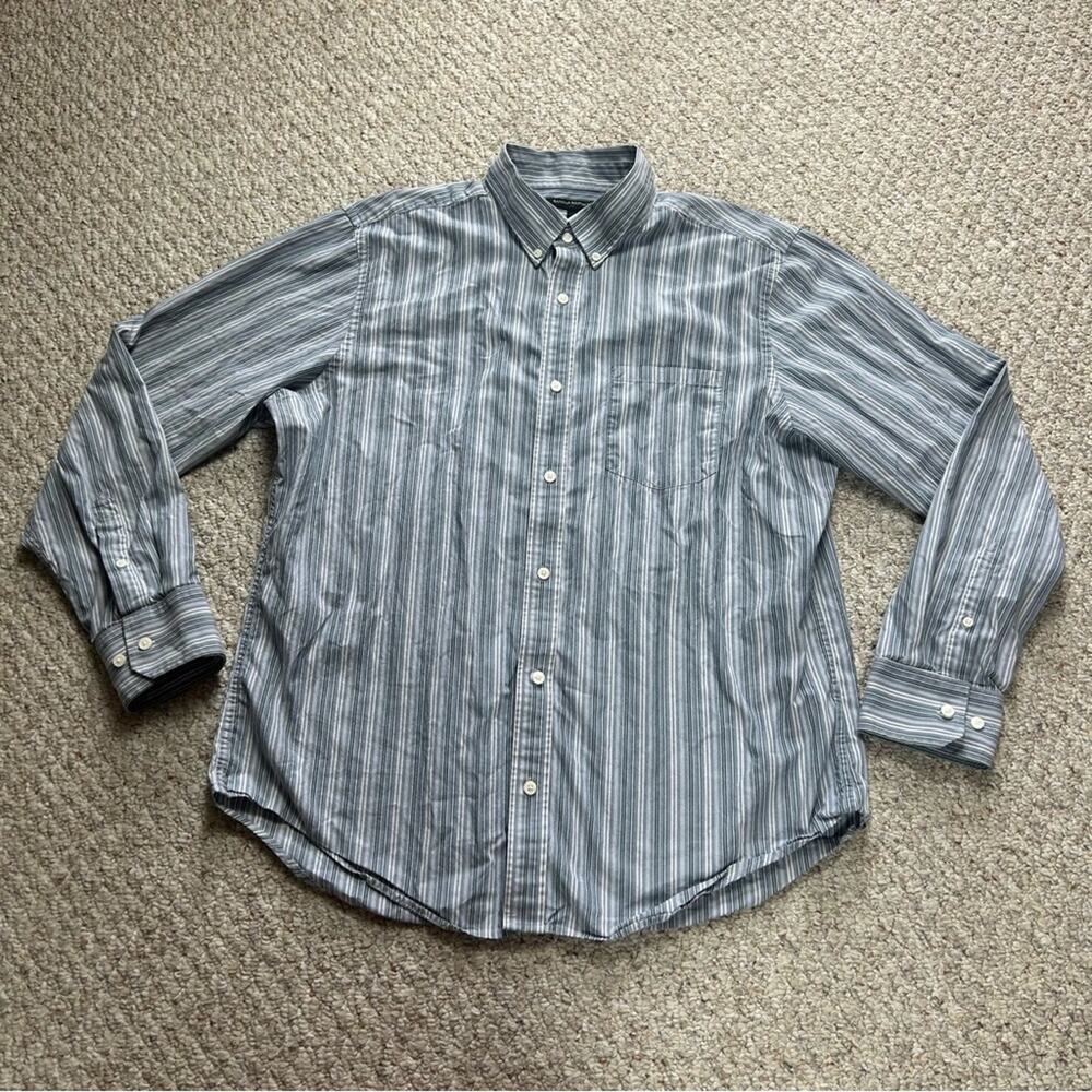 Banana Republic Striped Button Down Mens XL Blue White 100% Cotton Long Sleeve